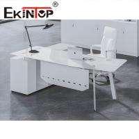 Tableau de bureau en verre moderne blanc noir en verre trempé transparent