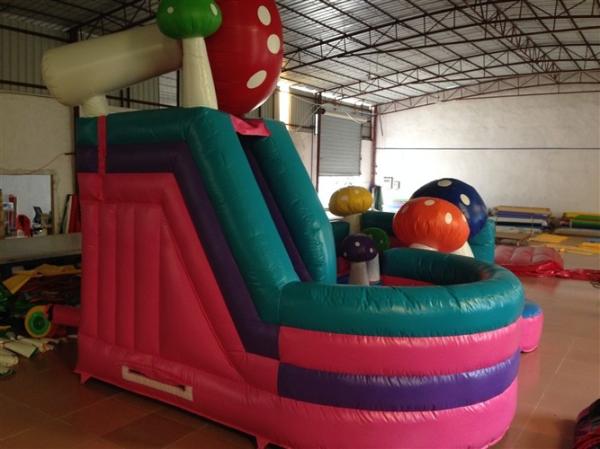 Multi - Play PVC Fabric Inflatable Fun City Mushroom Bounce House 6x4m