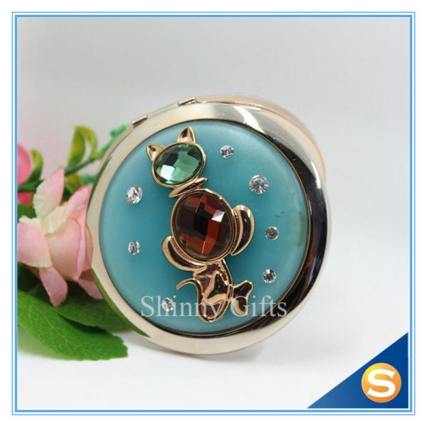 Shinny Gifts Novel Design Convenient Carrying Metal pocket Round Mirror