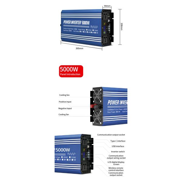 Portable Power Station with 5000W Peak Power 2500W Continuous Power and Pure Sine Wave Output for Reliable Energy Supply