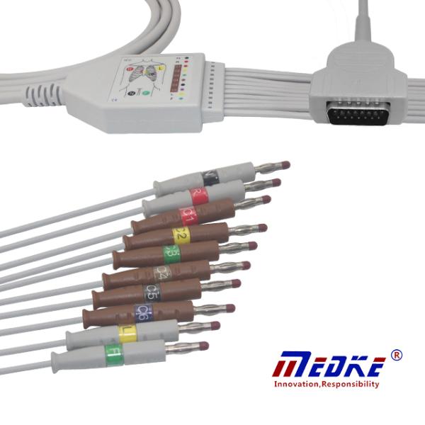 Цельный кабель GE-Marquette EKG с бананом IEC 10 Leadwires 2029890-001