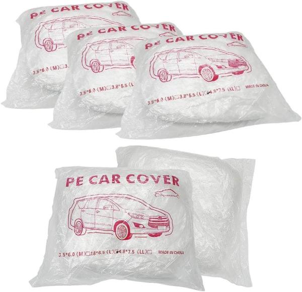 Disposable Car Covers，12.5 x 21.7ft Universal Clear Plastic Car Cover，Disposable Full Exterior Covers Elastic