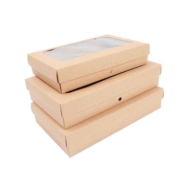 Clear PVC Front Window Cardboard Paper Corrugated Kraft Packing Box with Custom Logo