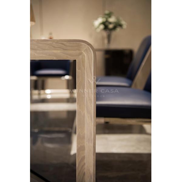 Contemporary Luxury High Gloss Veneer 6 Seater Wooden Dining Table