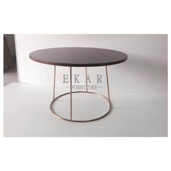 Modern Fashionable Round Metal and Walnut Coffee Table