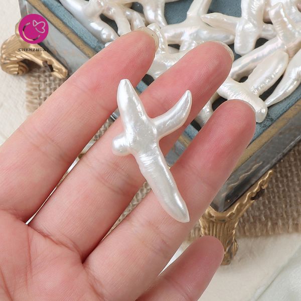 Natural Freshwater Pearl Cross Pendant Irregular Cross Diy Necklace Earrings Baroque Pearl Cross Charms Accessories Wholesale