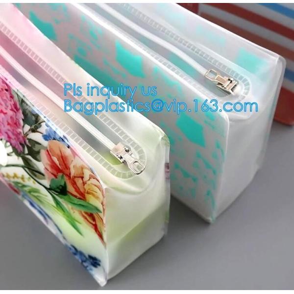 Zip lock frosted plastic slider PVC zipper packing bag for underwear / clothing / cosmetic, slider bag makeup zipper bag