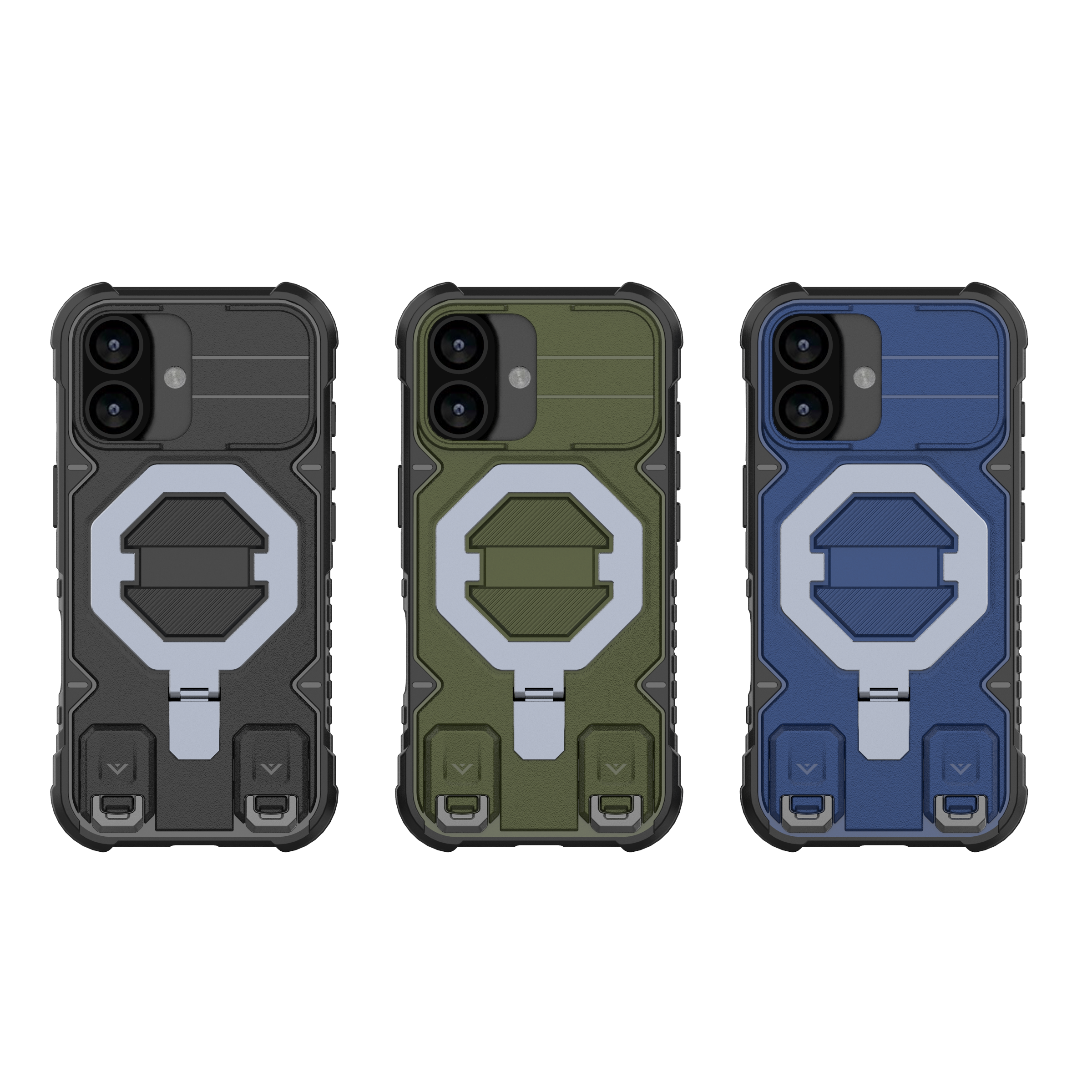 Rugged Outdoor Phone Case with Industrial-Grade Shockproof Protection, Magnetic Kickstand, and Lanyard Hole