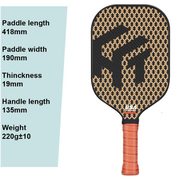 Paddles de pickleball sur commande avec l'approbation de l'USAPA et un noyau de nid de miel en fibres de carbone 3K