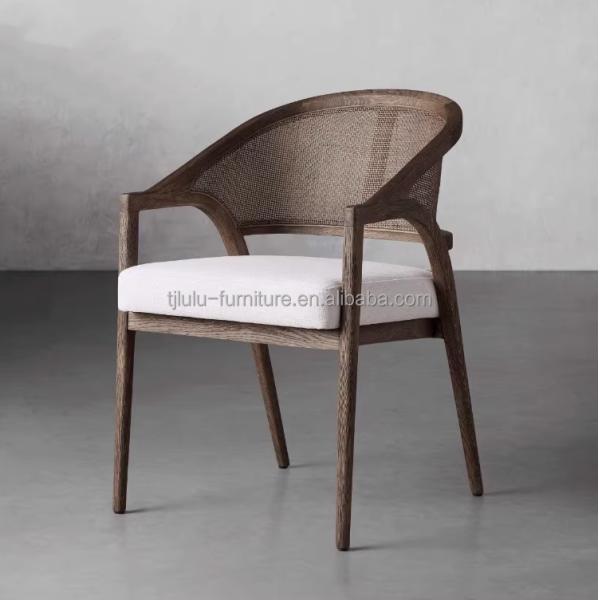 Simple Nordic Design Modern Solid Wood Rattan Fabric Dining Room Chair for Morden Restaurant