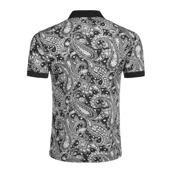 Tecido de malha Homens Slim Fit Paisley Polo T-shirts Floral Impressão camisa MACTING