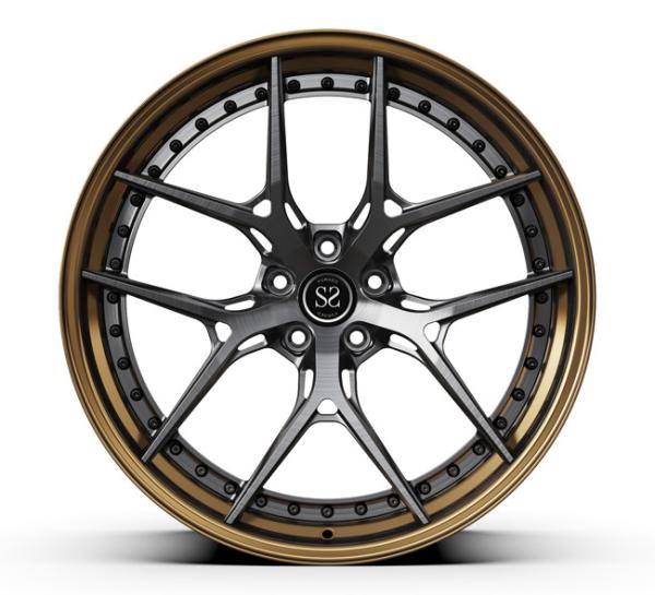 A arma escura escovada 2 partes forjou bordas das rodas o tambor do metal que lustrou 5X112 de bronze 20 polegadas