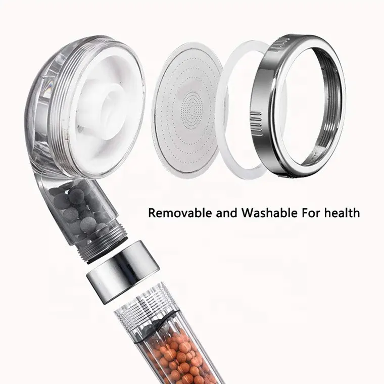 Chrome Surface Finishing ABS Plastic High Pressure Filter Stone Handheld Shower Head