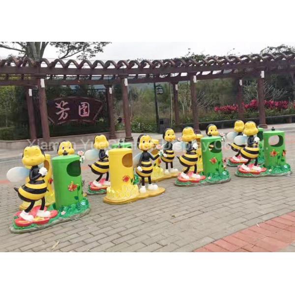 Outdoor Park Dustbin Fiberglass Animal Statues Bee Statue Customized Style