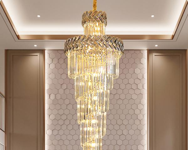Hall Living Room Chandelier Smoky Gray Crystal Lamps art deco style gold chandelier(WH-NC-42)