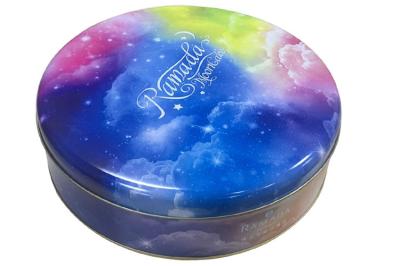 Paquet rond en métal de boîte de bidon de biscuit de cylindre avec la copie de CMYK, diamètre de 270mm