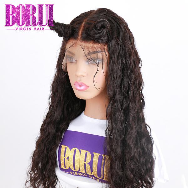 360 onda de água alinhada da densidade da peruca 200% do cabelo humano do laço cutícula brasileira frontal