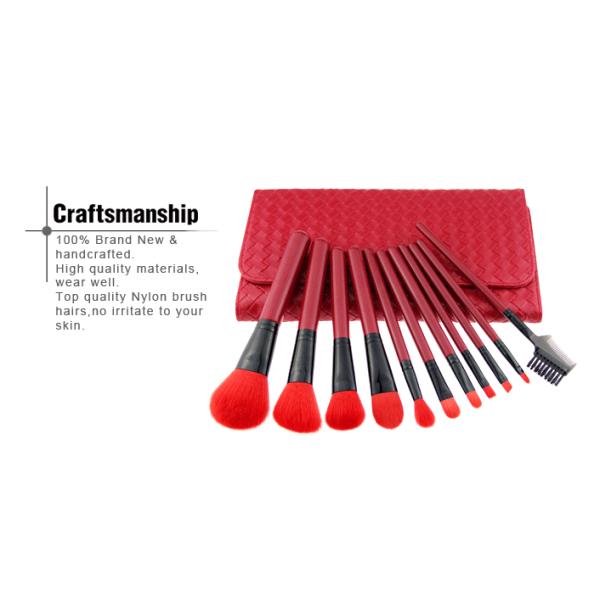Wooden Handle Red Beauty Professional Cosmetic Brush Set Lightweight