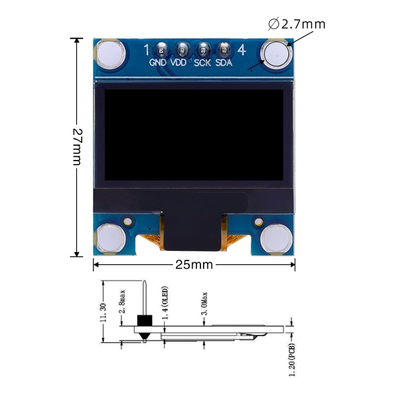 OLED0.96 White Light LCD Screen 128X64 SSD1315 IIC Interface 4-PIN Module Small Screen
