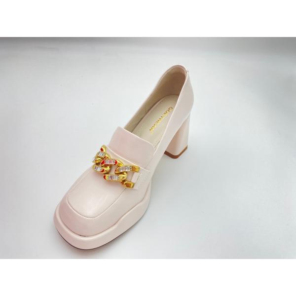 Women white high heels with thick soled and easy to take off summer for lady