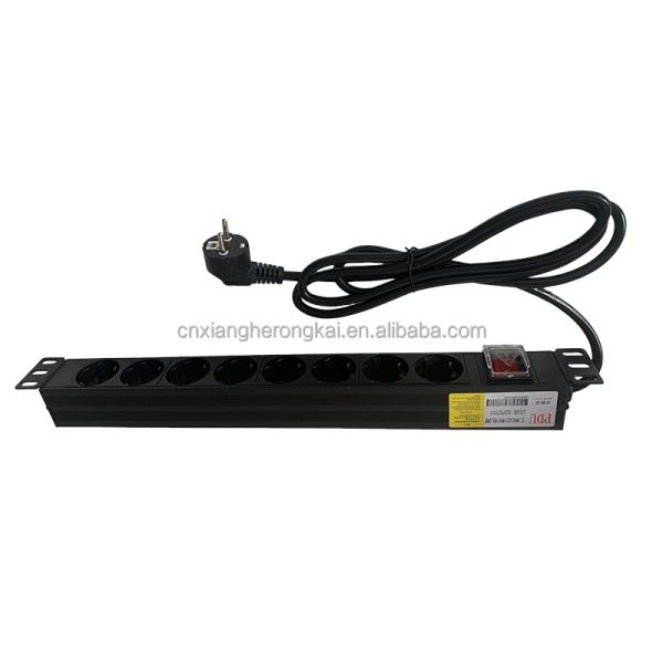 European Standard PDU 8 Sockets 1U Power Distribution Unit with On Off Switch