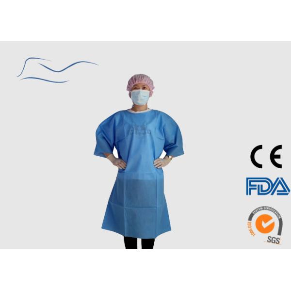 Nonwoven Material Disposable Medical Gowns Dark Blue Color Short Sleeves Type