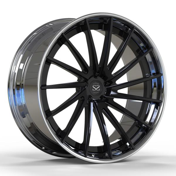 2-piece Disc Black Barrel Polished Forged Wheels For Audi BMW Benz