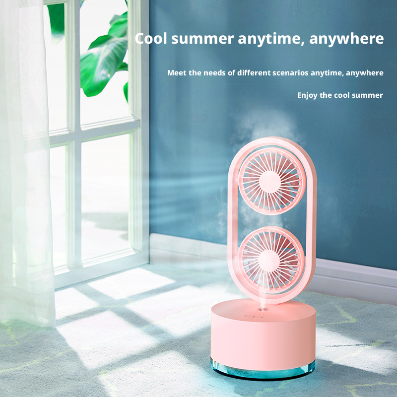 Lightweight Silent Humidifier Fan Quiet Tabletop Fan With 2000mAh Battery Plastic Design