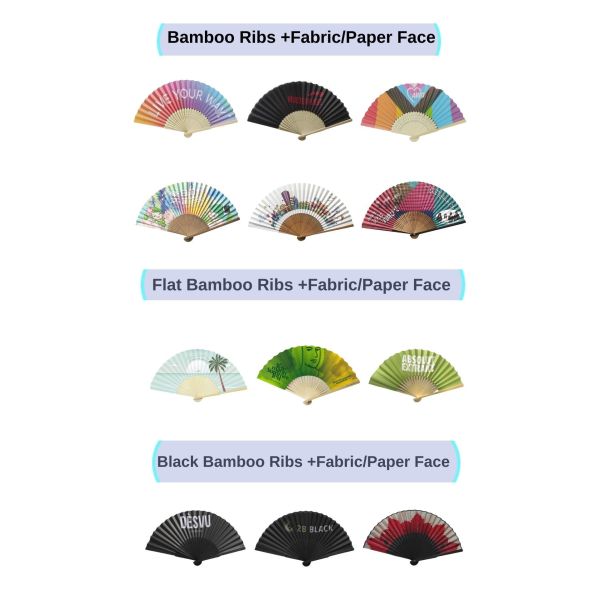21/23cm Customized Colored Printed  Fan Paper/Poyester Hand Fan for Activity