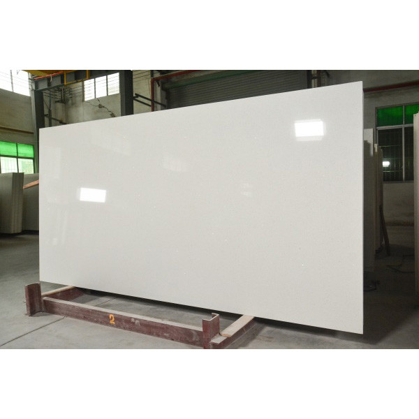 Stainless 3000*16000MM Clear White Quartz Glass Kitchen Countertop