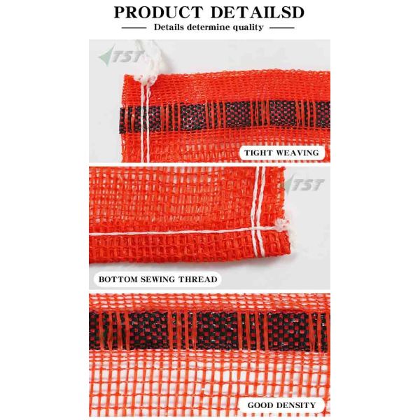 5kg 10kg Orange Color Pp Leno Mesh Bag For Onion Patato Packing Customized Logo