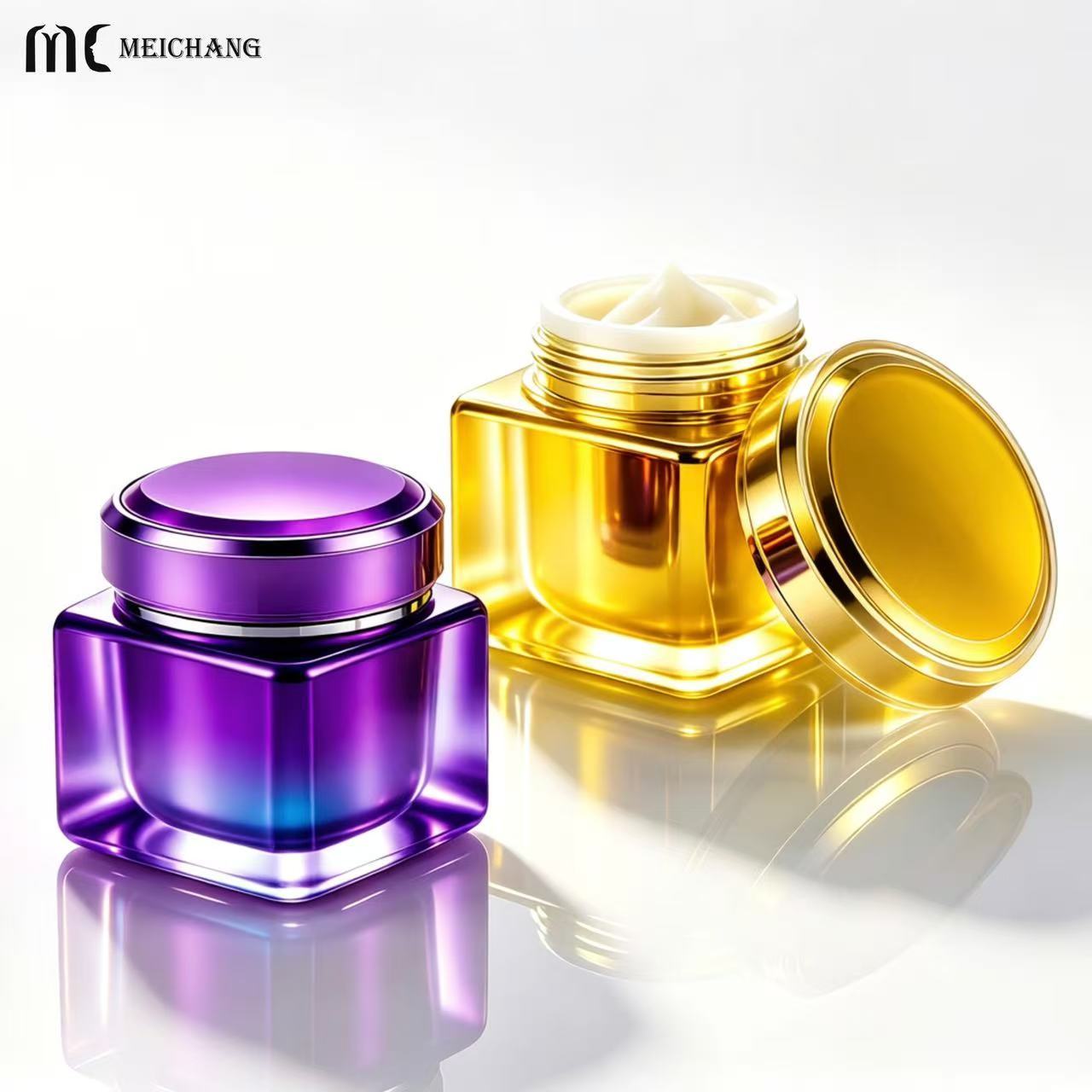 50g Double-Wall Crystal-Effect Square Cream Jar for Premium Skincare Packaging(MC-Y-570)