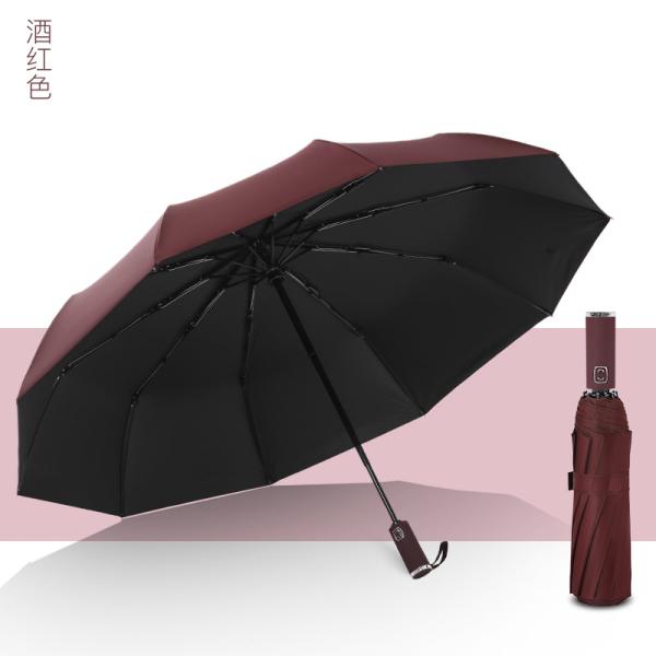 Personalized Logo Printed Auto Open 3 Fold Business Umbrella with Rubber Coated Handle
