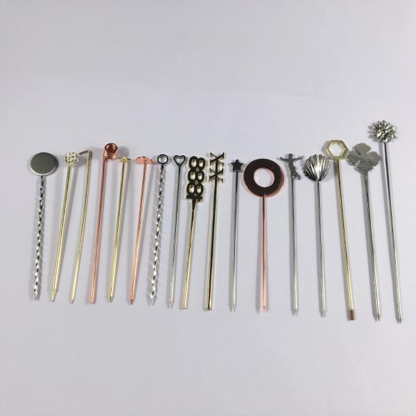 304 Stainless Steel Cocktail Pins Swizzle Stick for Reusable Small Paddles Custom Pins
