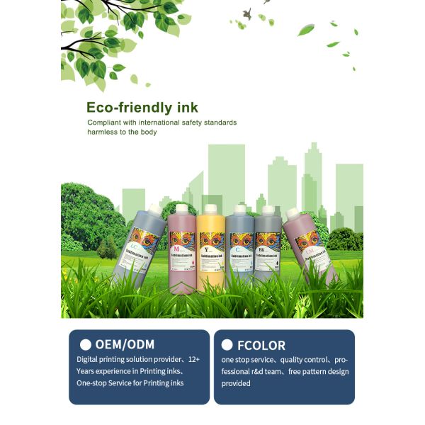 FCOLOR Wholesale Best Qualtity Fabric Heat Transfer Water Based Ink Dye Sublimation Inkfor 7700 7900 7908 9700 9900 Printer