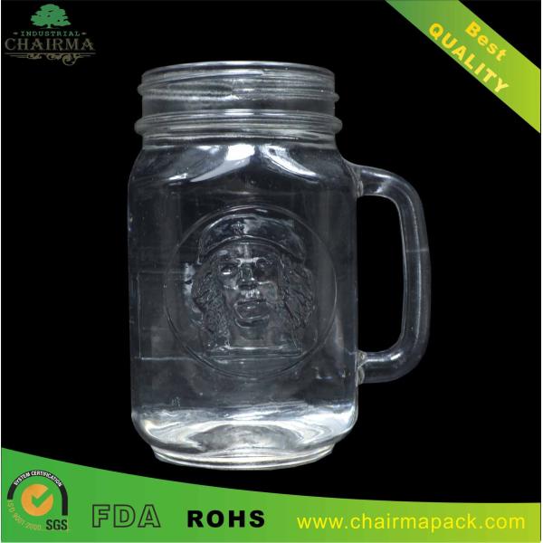 450ml square Glass Mason Jar with Handle Glass Drinking Jar