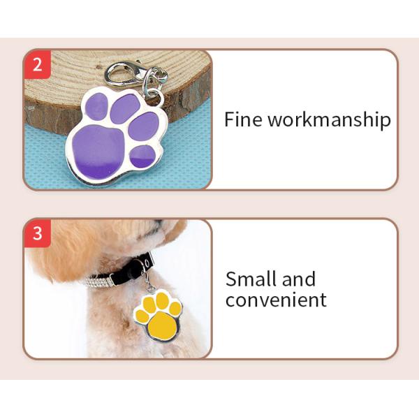 Paw Shape 25mm Dog Identification Tag Pendant Noiseless Dog Tags