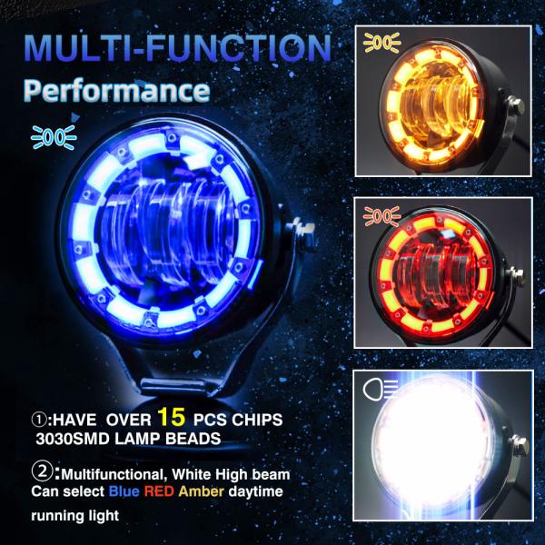 50W 5000LM AC DC 8V 12V 80V Lumières LED de brouillard / de conduite projecteur extérieur projecteur Lentille DRL bleu rouge orange