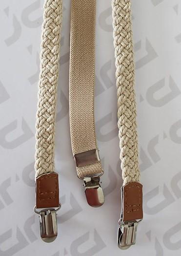 Beige Elastic Tape Mens Fashion Suspenders For Kids Nickel Steel Clip Available