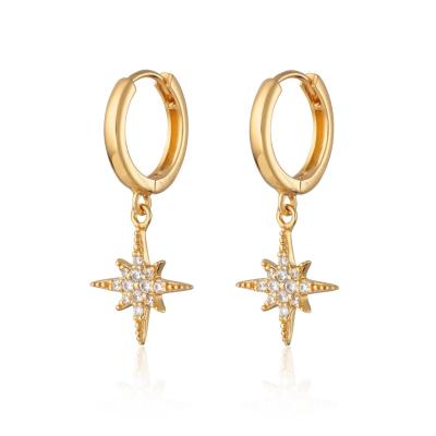 Luxury Starburst Gold Plated Hoop Earrings 925 Gold Plated Small Hoop Earrings