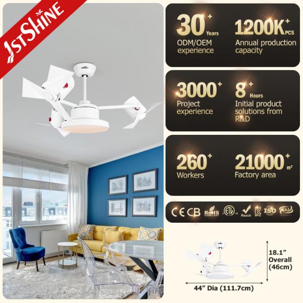 Sala de estar ventilador de teto de plástico silencioso 44 polegadas 5 velocidade escolha