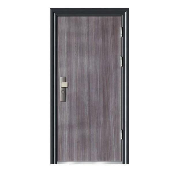 Factory Direct Sales Wood Grain Steel Main Gate Design Double Fire Door with Smart Lock