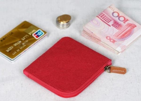 11*10*1cm Environmentally Friendly Felt Fabric Bags With Leather Zipper