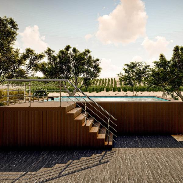 Ground Container Pools Prefab Swimming Pool Made of Composite Steel Plate and FRP
