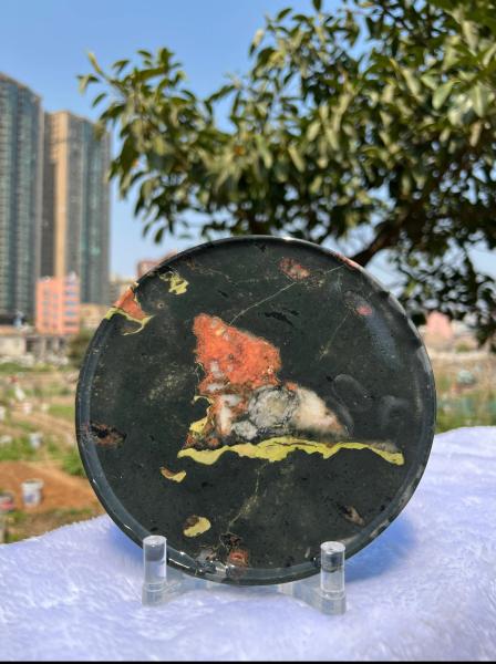 Luxury Round Marble Plate Plum Wearproof Blossom Jade Marble Tray