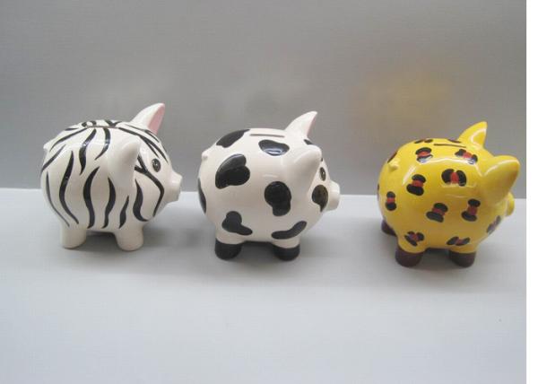 Personalized Ceramic Piggy Banks Animal Pattern Free Hand Painted Novelty Design