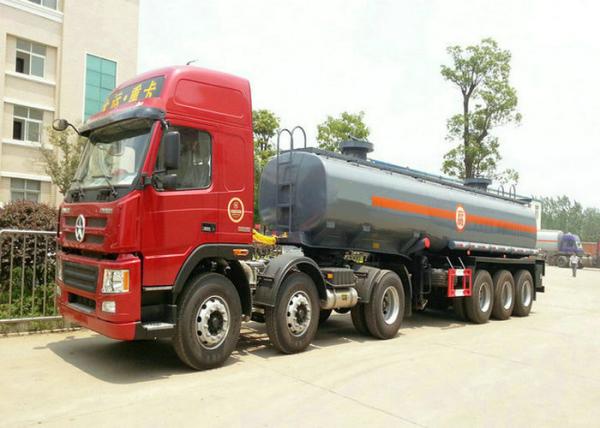 3 Axles Spring Suspension Chemical Tanker Truck For 33CBM Sodium Hypochlorite NaOCl