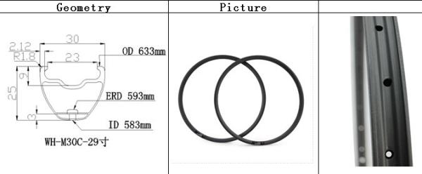 super light only420g30x25mm width MTB carbon rims clincher Mountain bike 29 clincher rims