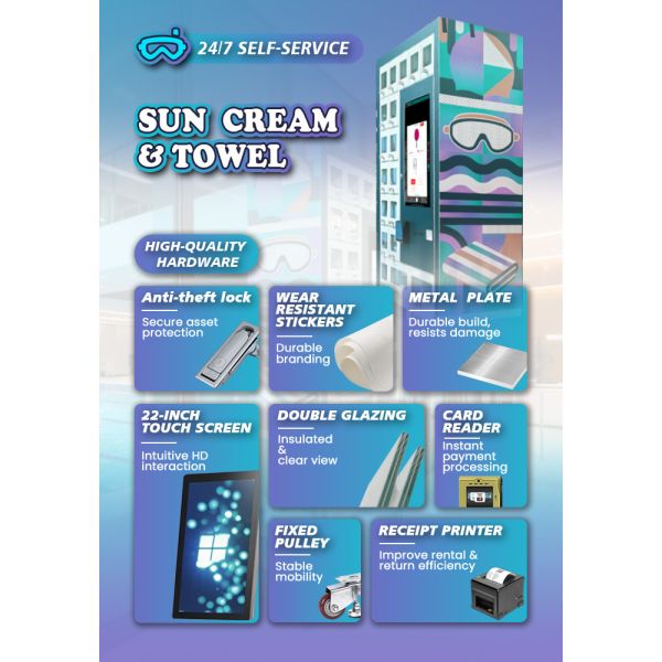 Surfing Locker Vending Machine for Towels and Sunscreen — 24/7 Self-Service Retail for Beaches and Outdoor Venues