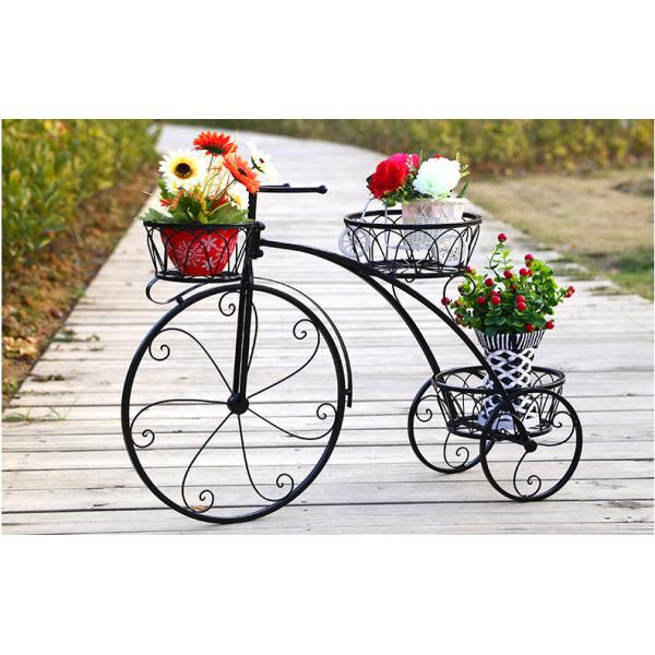 Anti Abrasion Outdoor Antique Bicycle Metal Flower Stand